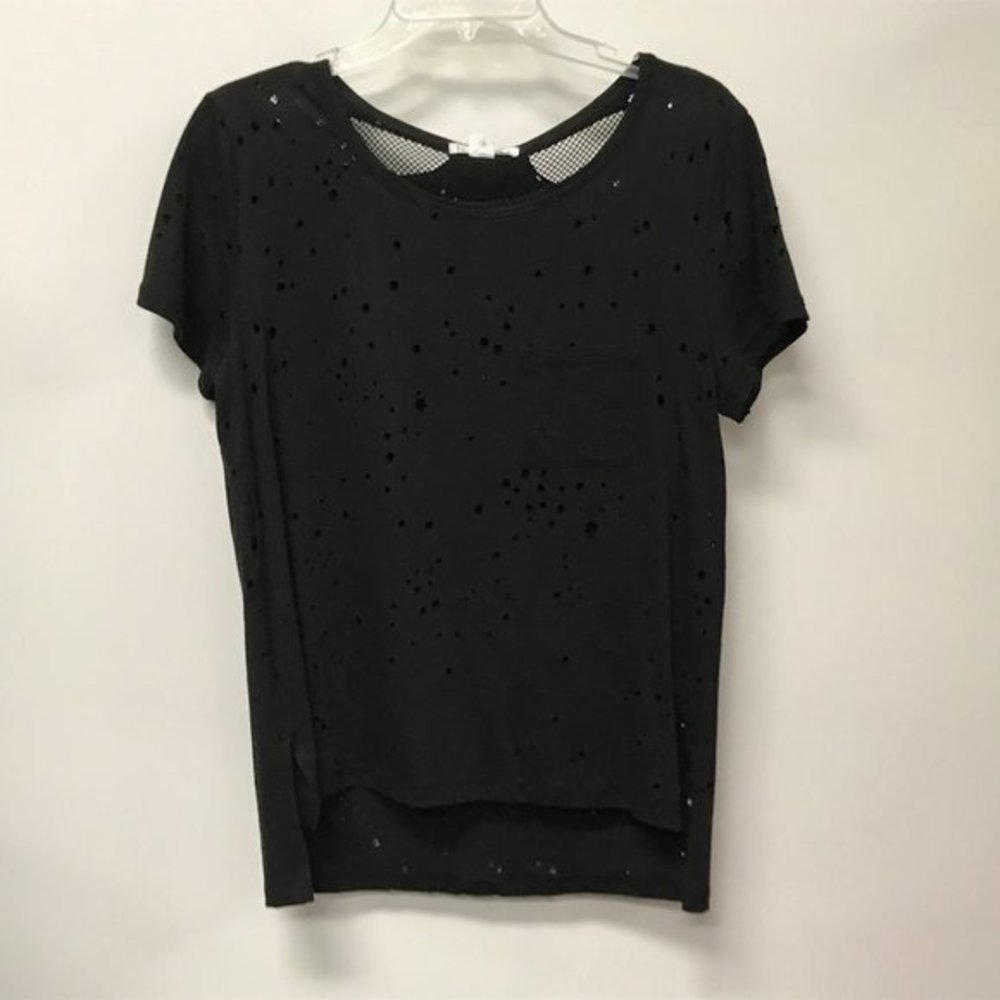 NWOT LoveRiche Black Destructed Distressed T Shirt